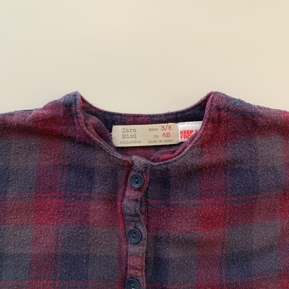 Zara Baby Maroon Plaid Shirt Size 3-6 mo | 68cm - Picture 2 of 2